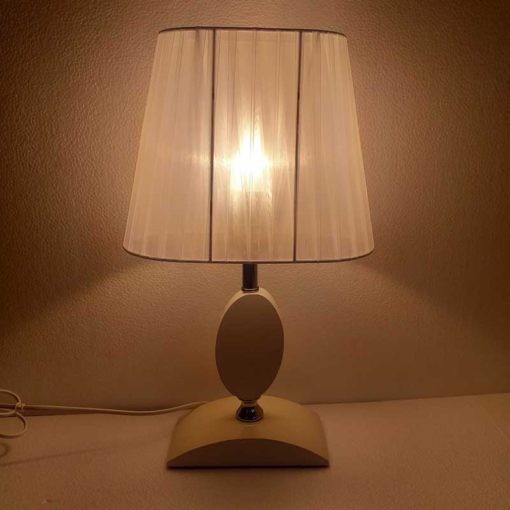 Wooden Table lamp Fabric Shade Electric Powered