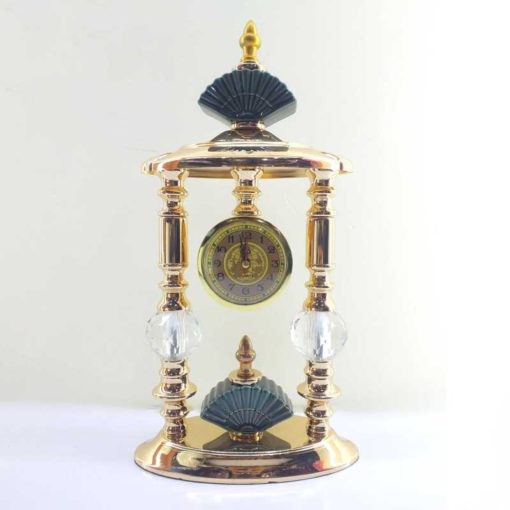 Metal Body Showpiece With Desk Clock