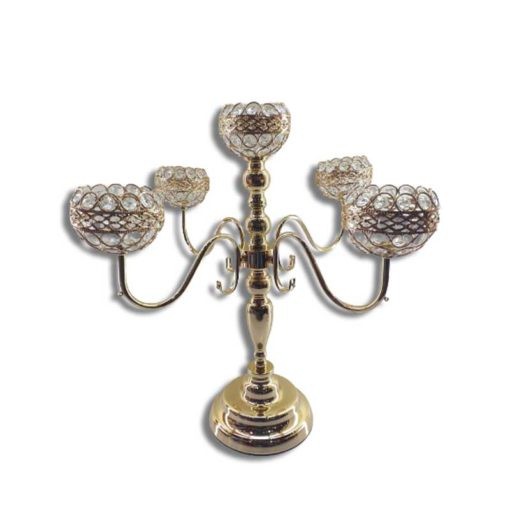 Metal With Crystal Candle Stand Home Living Room Decor Stand Gold Shinny Body