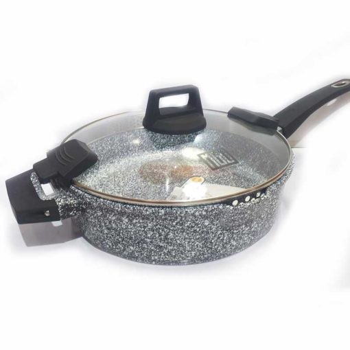 Non-Stick Marble Coating Long Handle With Glass LID Multi