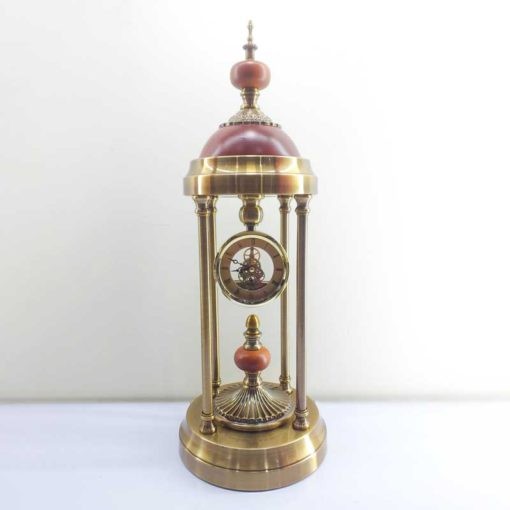 Metal Table Clock And Showpiece Gold Color Full Body With Header Marble