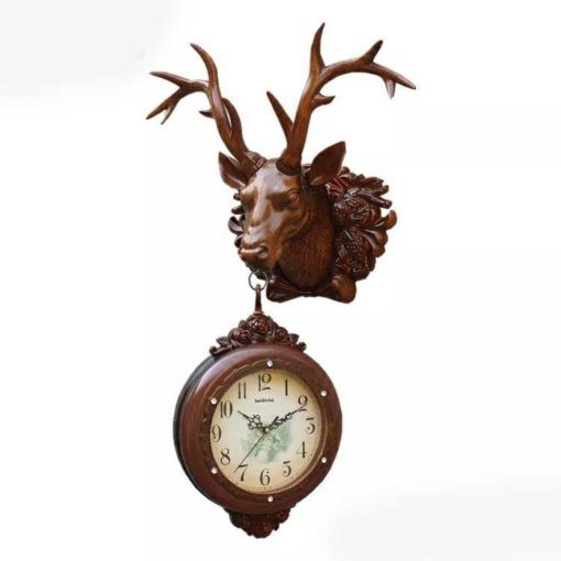 Large Double Sided Wall Clock Nordic Deer 3D Mute Quartz Wall Clocks Creative Living Room wall clock live stock