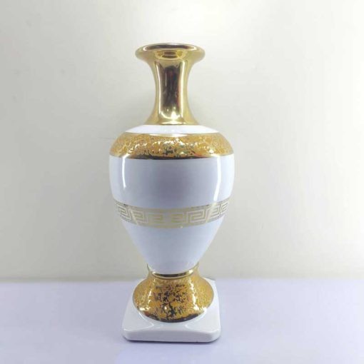 Ceramic Flower Vase White Body Golden Coating design