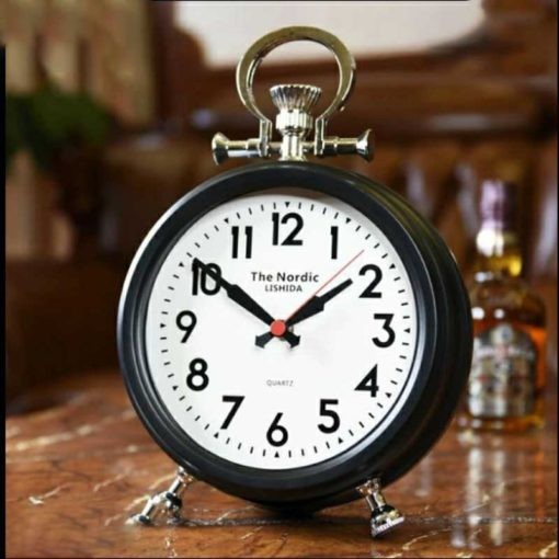 Large Nordic Metal Retro Table Clock Living Room Office Bedroom Luxury Vintage Desk Clocks Golden Silent Quartz Table Watch Gift