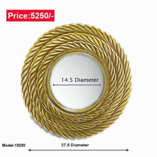 Round Golden Color Metal Body Wall Hanging Mirror Home Decor Living Room