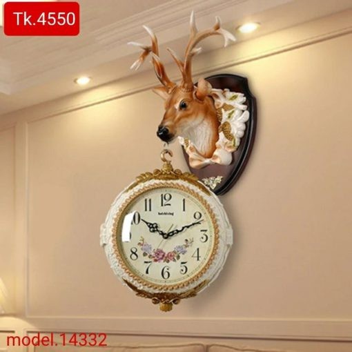 Large Double Sided Wall Clock Nordic Deer 3D Mute Quartz Wall Clocks Creative Living Room wall clock
